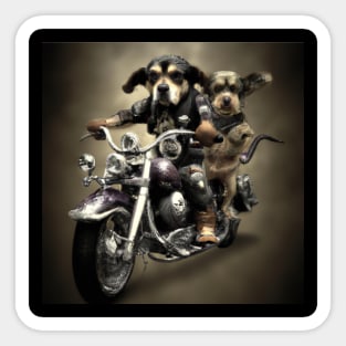 Two biker dogs riding a motorcycle, T-shirt, Mug gift, coffee mug, Apparel, Hoodie, Shirt Sticker